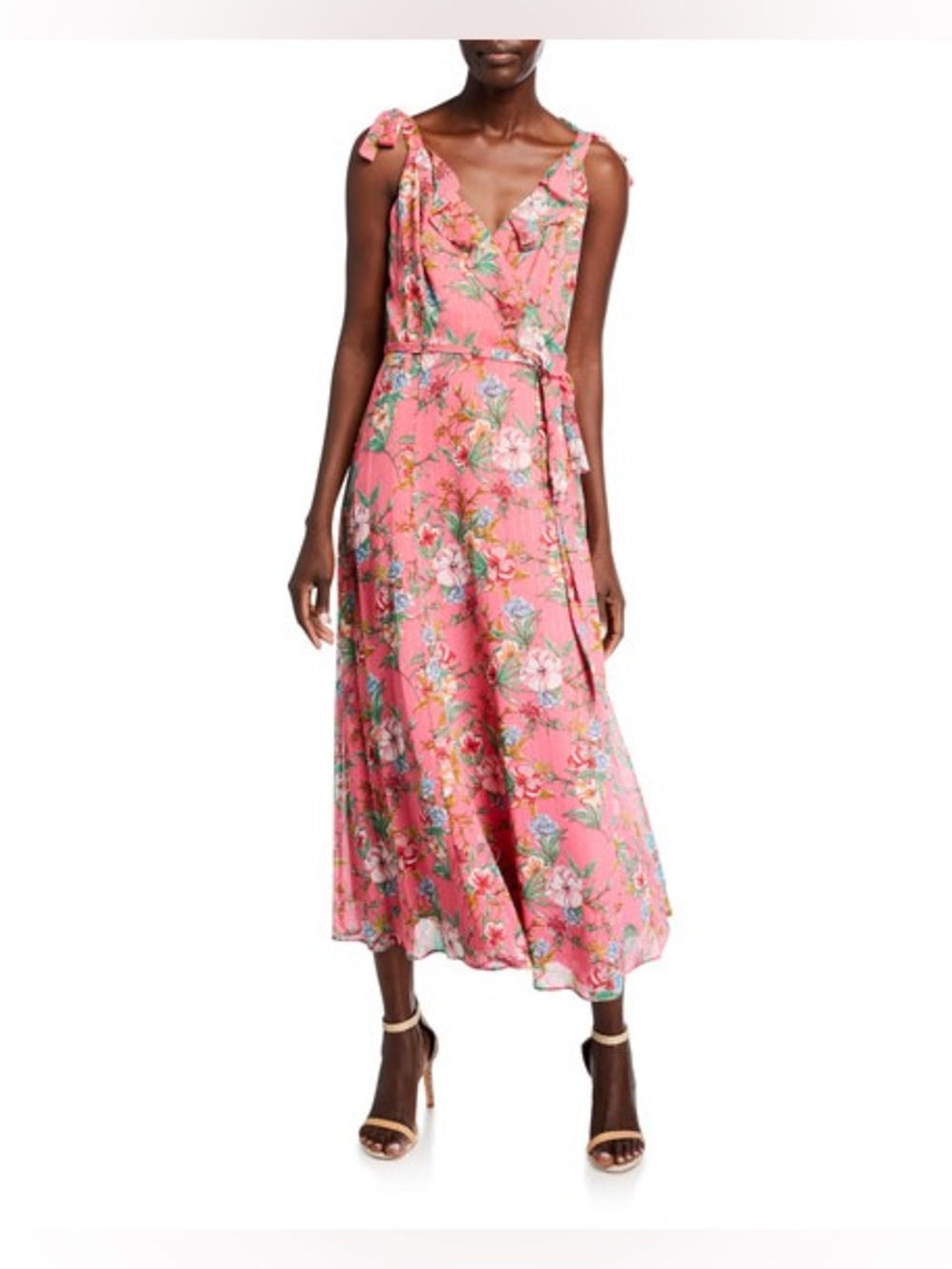 Nanette Lepore Coral Pink Floral One-Shoulder Maxi Dress